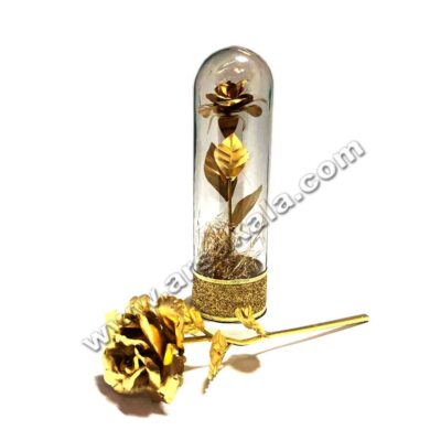 گل رز طلایی شیشه ای