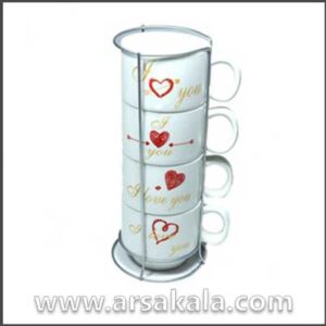 ست فنجان استند دار طرح LOVE