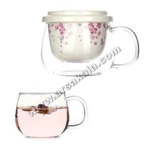 لیوان دمنوش پیرکس با صافی سرامیکی