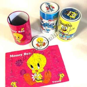 پازل و قلک استوانه ای فلزی