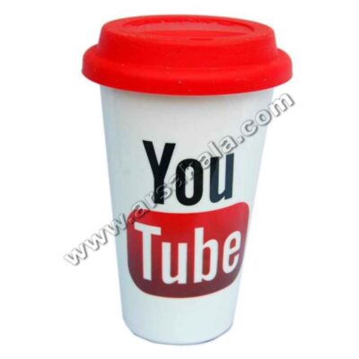 ماگ با درب سیلیکونی یوتیوب