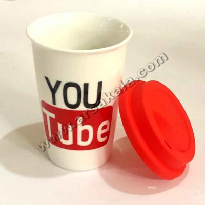 ماگ با درب سیلیکونی یوتیوب