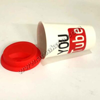 ماگ با درب سیلیکونی یوتیوب