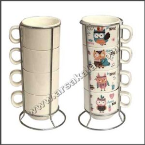 ست فنجان استند دار طرح جغد