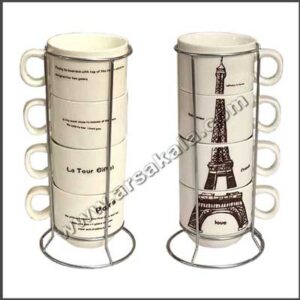 ست فنجان استند دار طرح ایفل