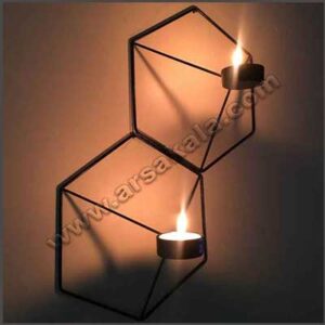 جا شمعی دیواری طرح ۶ ضلعی