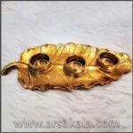 جا شمعی 3 تکه طرح برگ ماربل