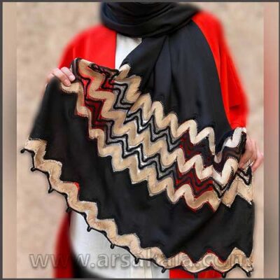 شال مجلسی کرپ نخ با خرج کار دانتل