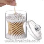 استند گوش پاکن و پنبه درب دار شفاف