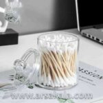 استند گوش پاکن و پنبه درب دار شفاف