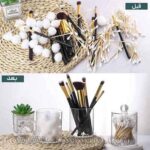 استند گوش پاکن و پنبه درب دار شفاف