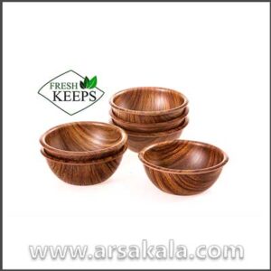 کاسه گرد 6 عددی گیاهی طرح چوب fresh keeps