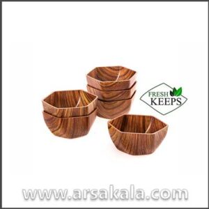 کاسه گرد 6 عددی گیاهی طرح چوب fresh keeps