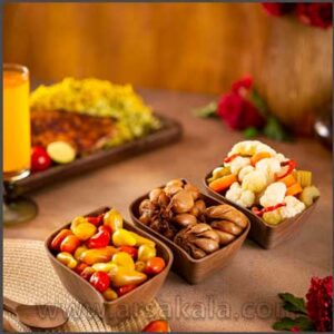 کاسه گلبرگ 3 عددی گیاهی طرح چوب fresh keeps