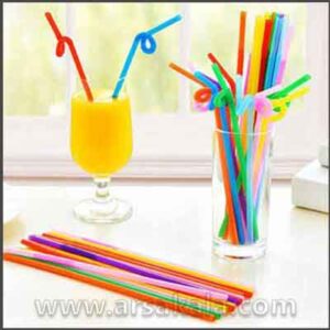 نی نوشیدنی تاشو رنگی 50 عددی