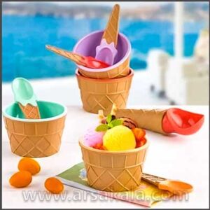 ظرف بستنی 4 نفره با قاشق و اسکوپ Miracle