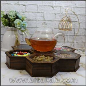 شلف پذیرایی چوبی زنبوری وارمر دار