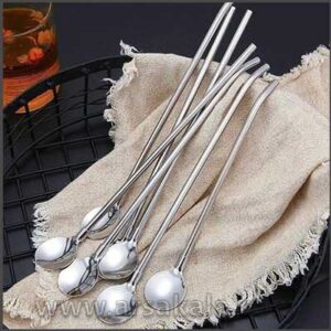 نی استیل ساده قاشق دار همراه فرچه