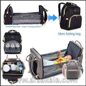 کوله پشتی لوازم نوزاد و جای خواب 2 کاره