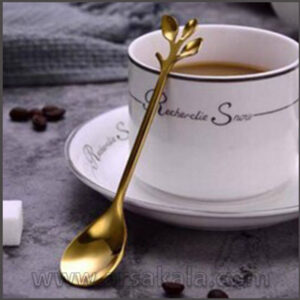 قاشق چایی خوری و دسر طرح برگ طلایی