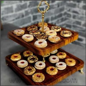 شیرینی خوری 2 طبقه مربع پایه دار