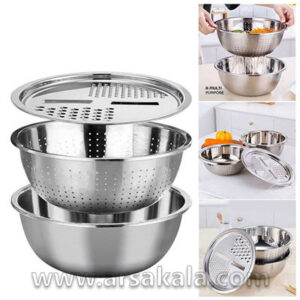 ست لگن آبکش و رنده استیل