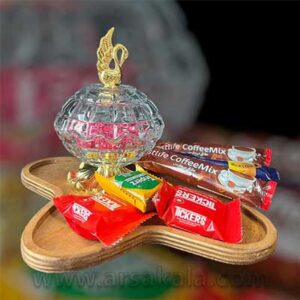 قندان شیشه ای پایه طلایی