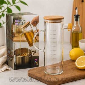 پارچ اکرولیک مدرج 1 لیتری با درب چوبی و دسته