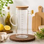 پارچ اکرولیک مدرج 1 لیتری با درب چوبی و دسته